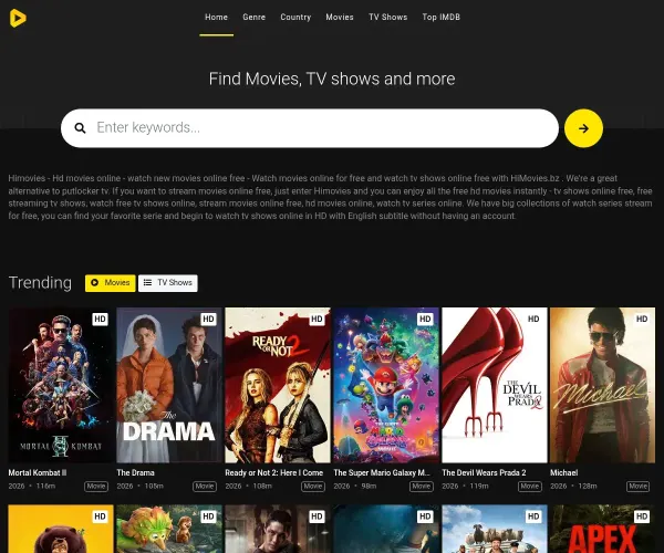 Screenshot of HiMovies