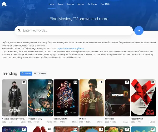 Screenshot of MyFlixer