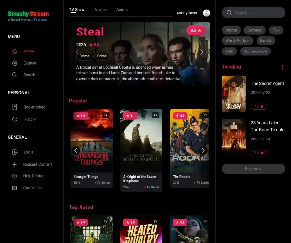 Screenshot of Smashystream
